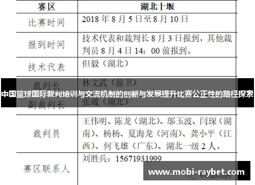 中国篮球国际裁判培训与交流机制的创新与发展提升比赛公正性的路径探索